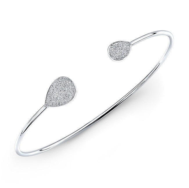 14KT White Gold Diamond Pear Cuff