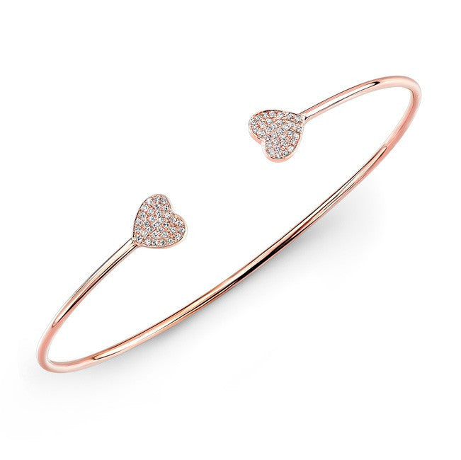 14KT Rose Gold Diamond Large Heart Cuff