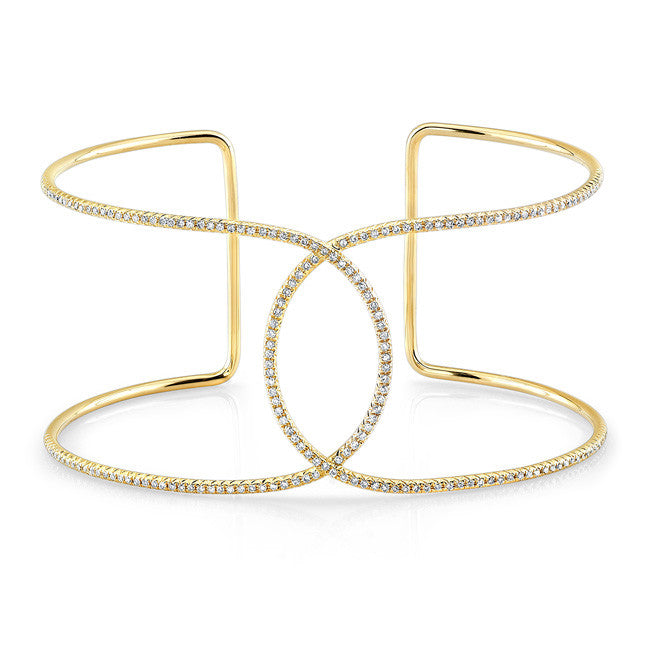 14KT Yellow Gold & Diamond Cigar Band Cuff