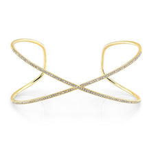14KT Yellow Gold Diamond X Cuff