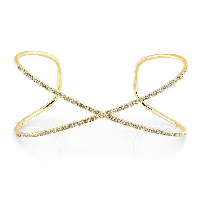 14KT Yellow Gold Diamond X Cuff
