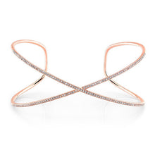 14KT Rose Gold Diamond X Cuff