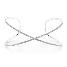 14KT White Gold Diamond X Cuff