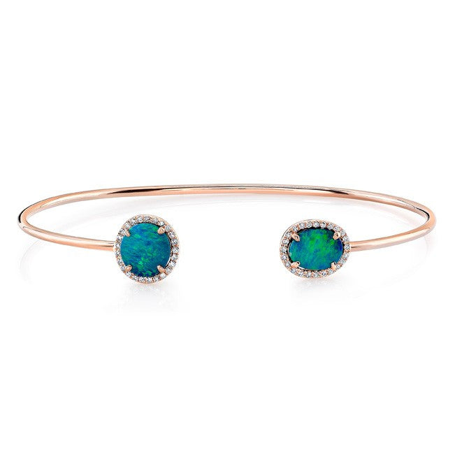 14KT Rose Gold Opal Diamond Cuff