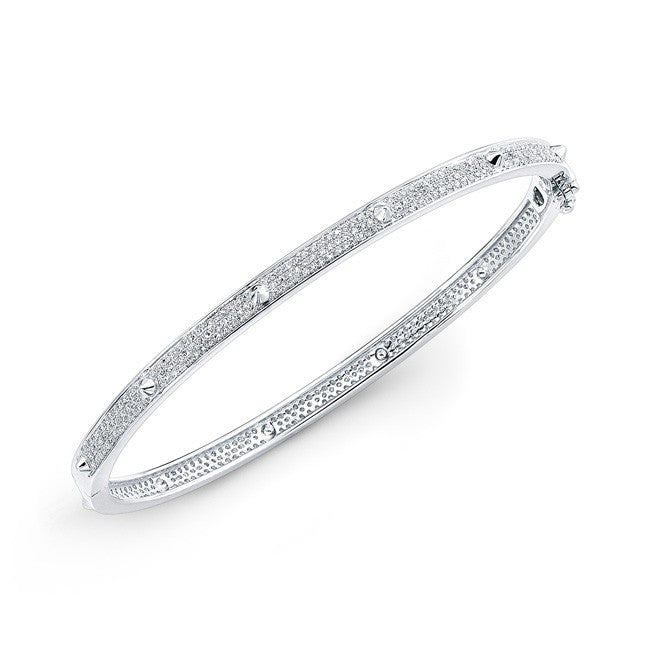 14KT White Gold Diamond Spike Bangle
