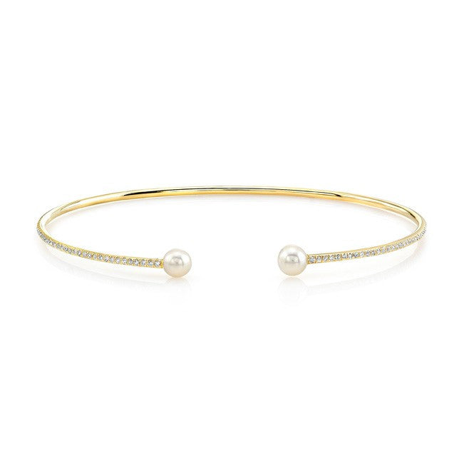 14KT Yellow Gold Diamond and Pearl Cuff