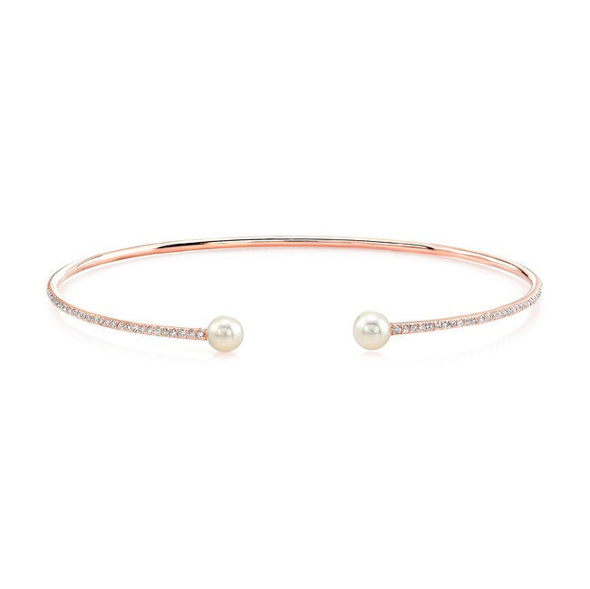 14KT Rose Gold Diamond and Pearl Cuff
