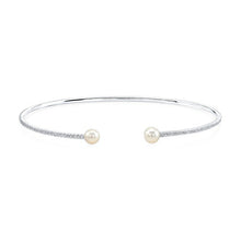 14KT White Gold Diamond and Pearl Cuff
