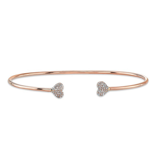 14KT Rose Gold Diamond Small Hearts Cuff