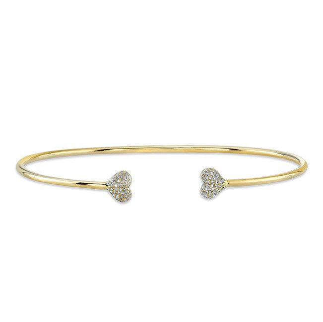14KT Yellow Gold Diamond Small Hearts Cuff