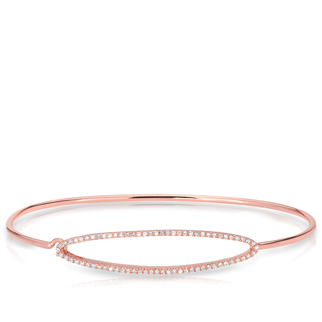 14KT Rose Gold Diamond Open Oval Cuff Bracelet
