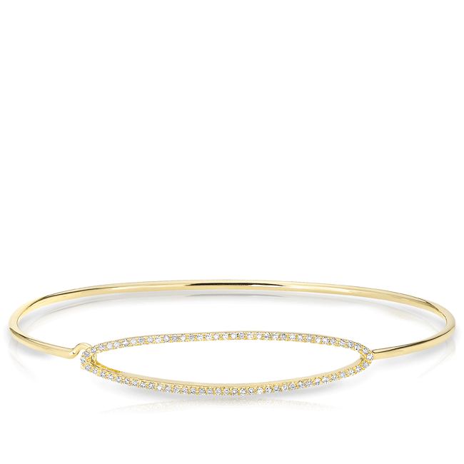 14KT Yellow Gold Diamond Open Oval Cuff Bracelet