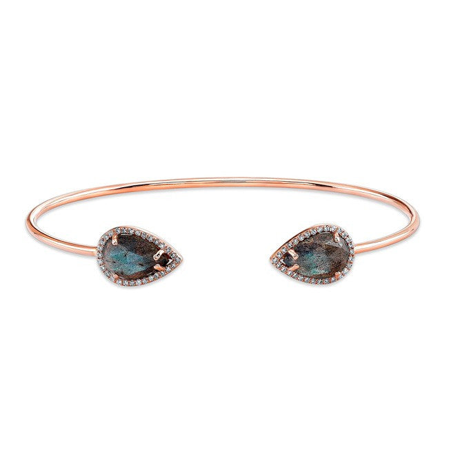 14KT Rose Gold Labradorite Diamond Throne Cuff