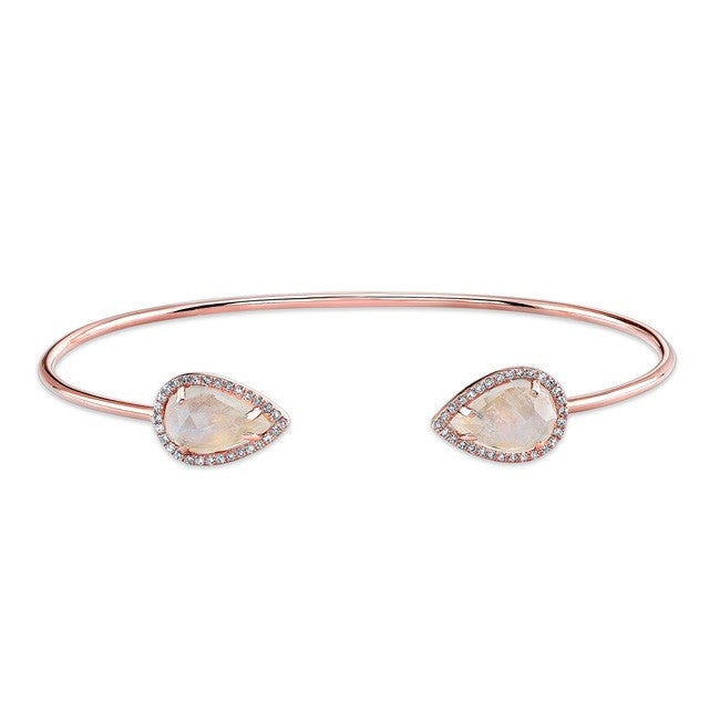 14KT Rose Gold Moonstone Diamond Throne Cuff