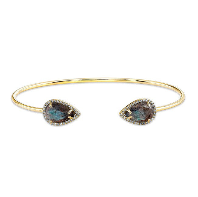 14KT Yellow Gold Labradorite Diamond Throne Cuff