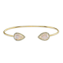 14KT Yellow Gold Moonstone Diamond Throne Cuff