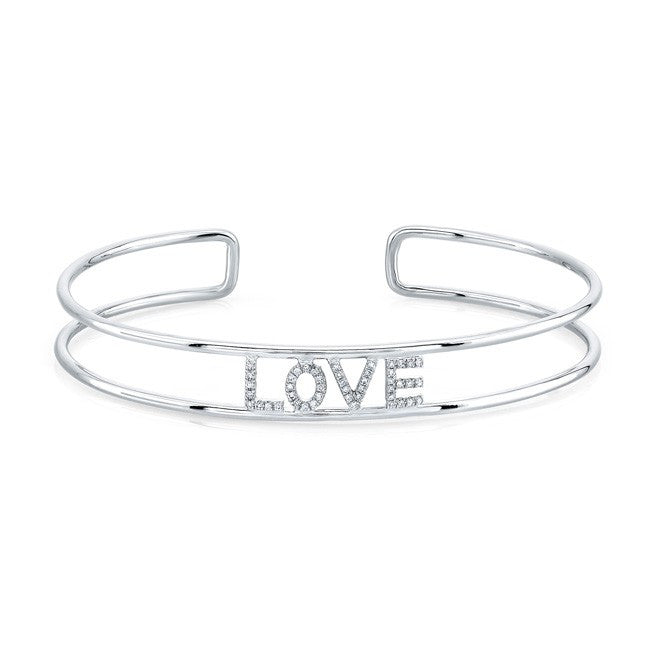 14KT White Gold Diamond Love Cuff