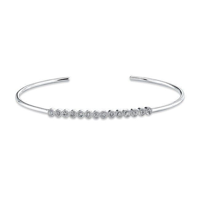 14KT White Gold Bezel Set Diamond Cuff