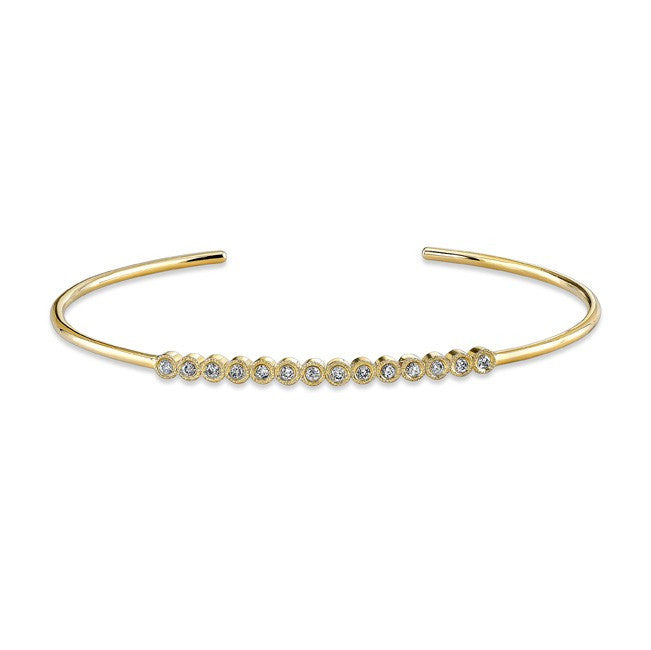 14KT Yellow Gold Bezel Set Diamond Cuff