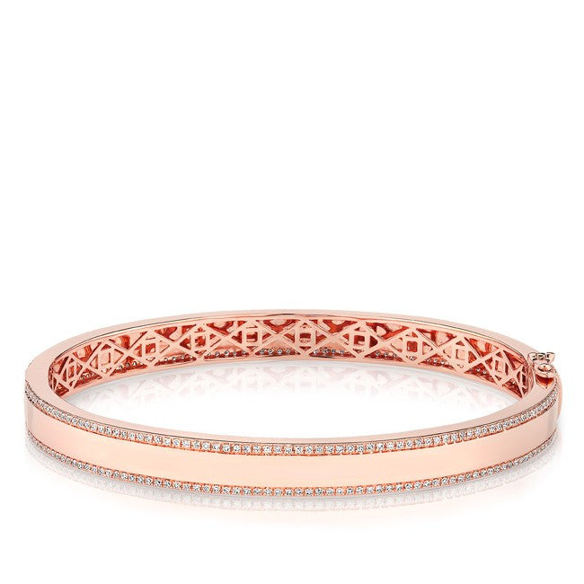 14KT Rose Gold Diamond Trimmed Bangle