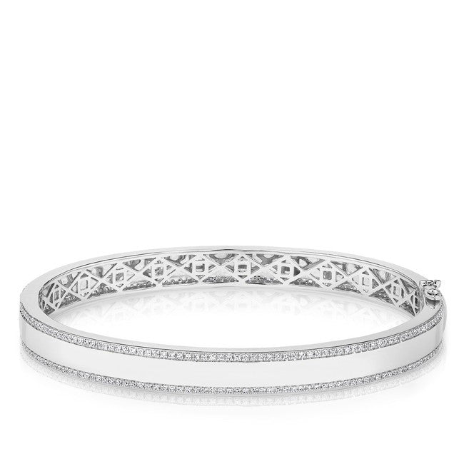 14KT White Gold Diamond Trimmed Bangle