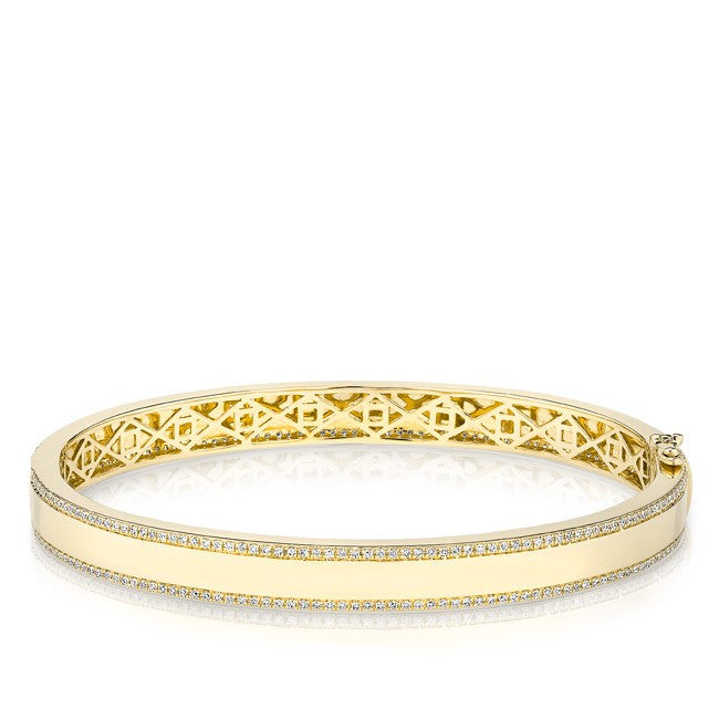 14KT Yellow Gold Diamond Trimmed Bangle