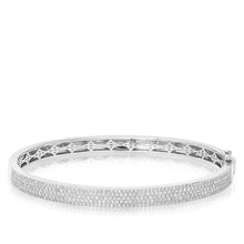 14KT White Gold Half Pave Diamond Bangle