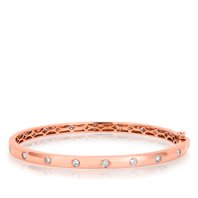 14KT Rose Gold Sparkle Full Diamond Bangle Bracelet