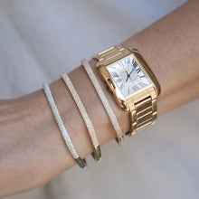 14KT Yellow Gold Half Diamond Square Bangle Bracelet