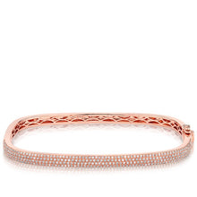 14KT Rose Gold Half Diamond Square Bangle Bracelet