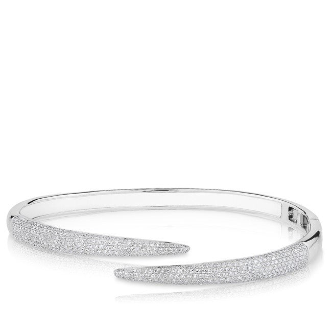 14KT White Gold Diamond Horn Wrap Bangle