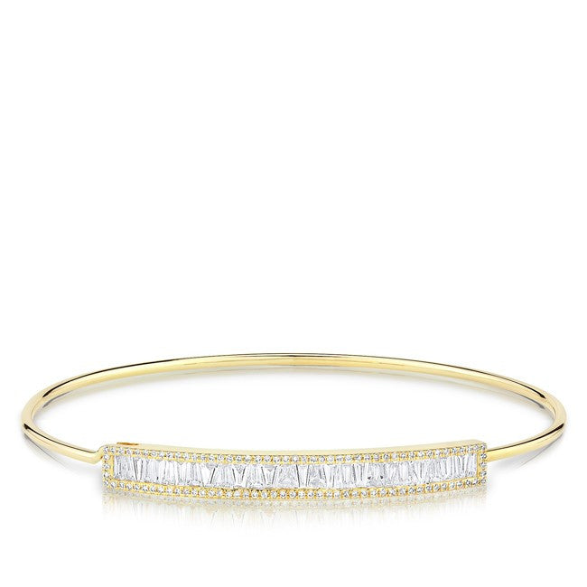 14KT Yellow Gold Diamond Baguette Latch Bracelet