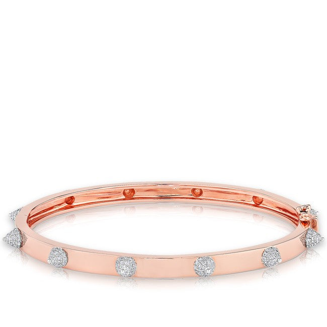 14KT Rose Gold Diamond Extreme Punk Rock Bangle Bracelet