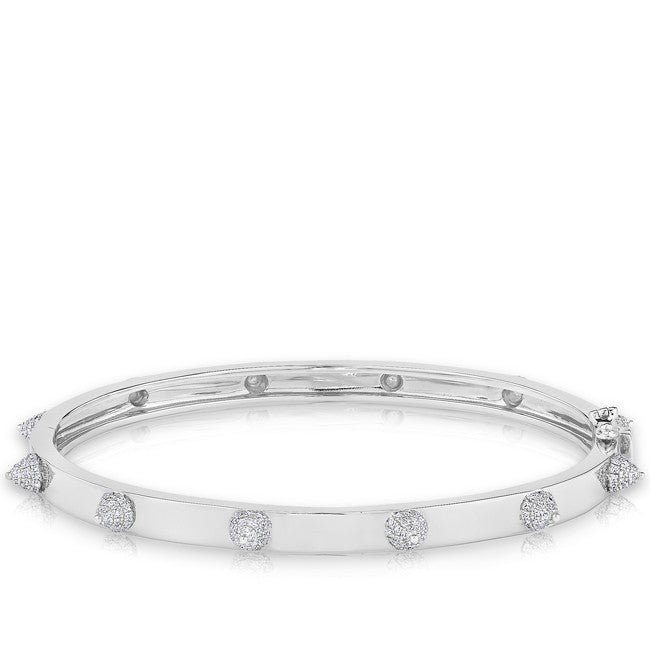 14KT White Gold Diamond Extreme Punk Rock Bangle Bracelet