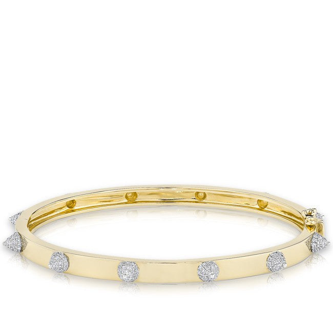 14KT Yellow Gold Diamond Extreme Punk Rock Bangle Bracelet