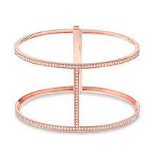 14KT Rose Gold Diamond Large H Cuff Bracelet