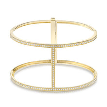 14KT Yellow Gold Diamond Large H Cuff Bracelet