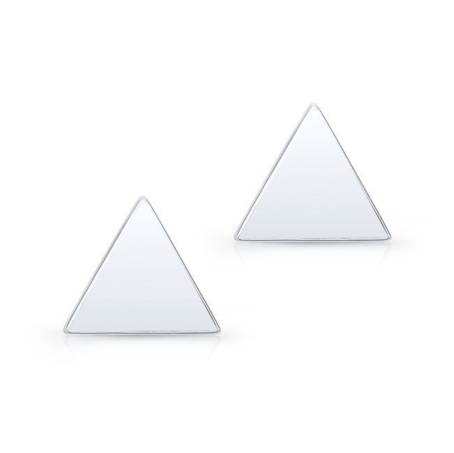 14KT White Gold Triangle Stud Earrings