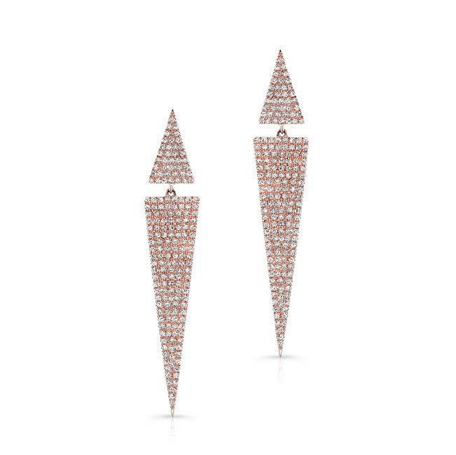 14KT Rose Gold Diamond Double Triangle Earrings