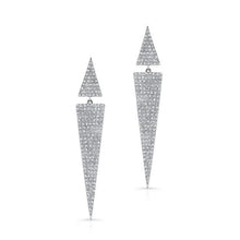 14K White Gold Diamond Double Triangle Earrings