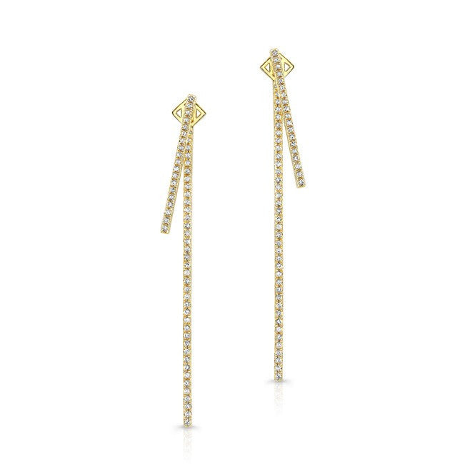 14KT Yellow Gold Diamond Double Bar Earrings