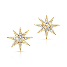 14KT Yellow Gold Diamond Glimmer Star Stud Earrings