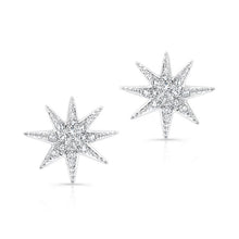 14KT White Gold Diamond Glimmer Star Stud Earrings