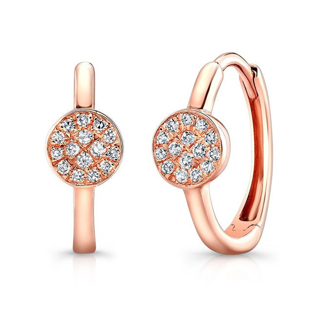 14KT Rose Gold Diamond St. Tropez Disc Huggie Earrings