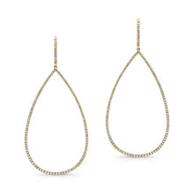 14KT Yellow Gold Diamond Large Open Pear Earrings