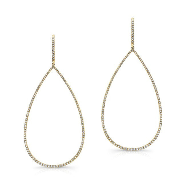 14KT Yellow Gold Diamond Large Open Pear Earrings