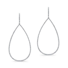 14KT White Gold Diamond Large Open Pear Earrings