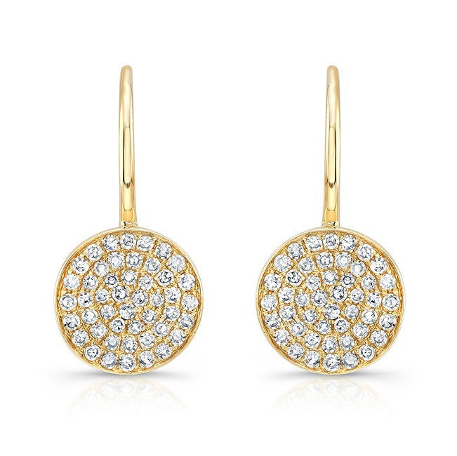 14KT Yellow Gold Diamond Disc Earrings