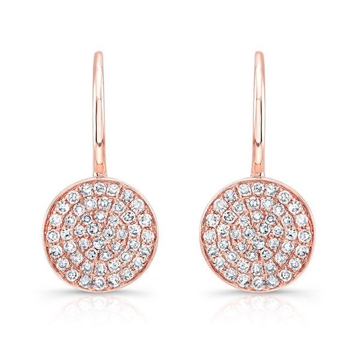 14KT Rose Gold Diamond Disc Earrings