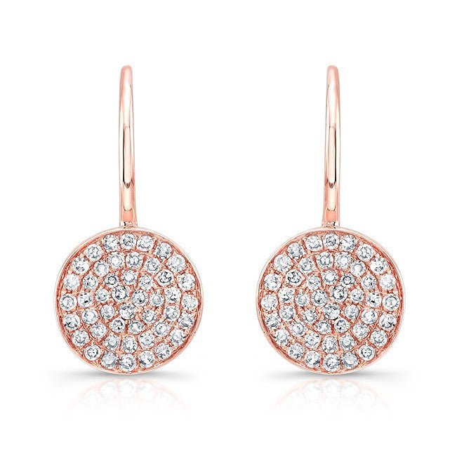 14KT Rose Gold Diamond Disc Earrings